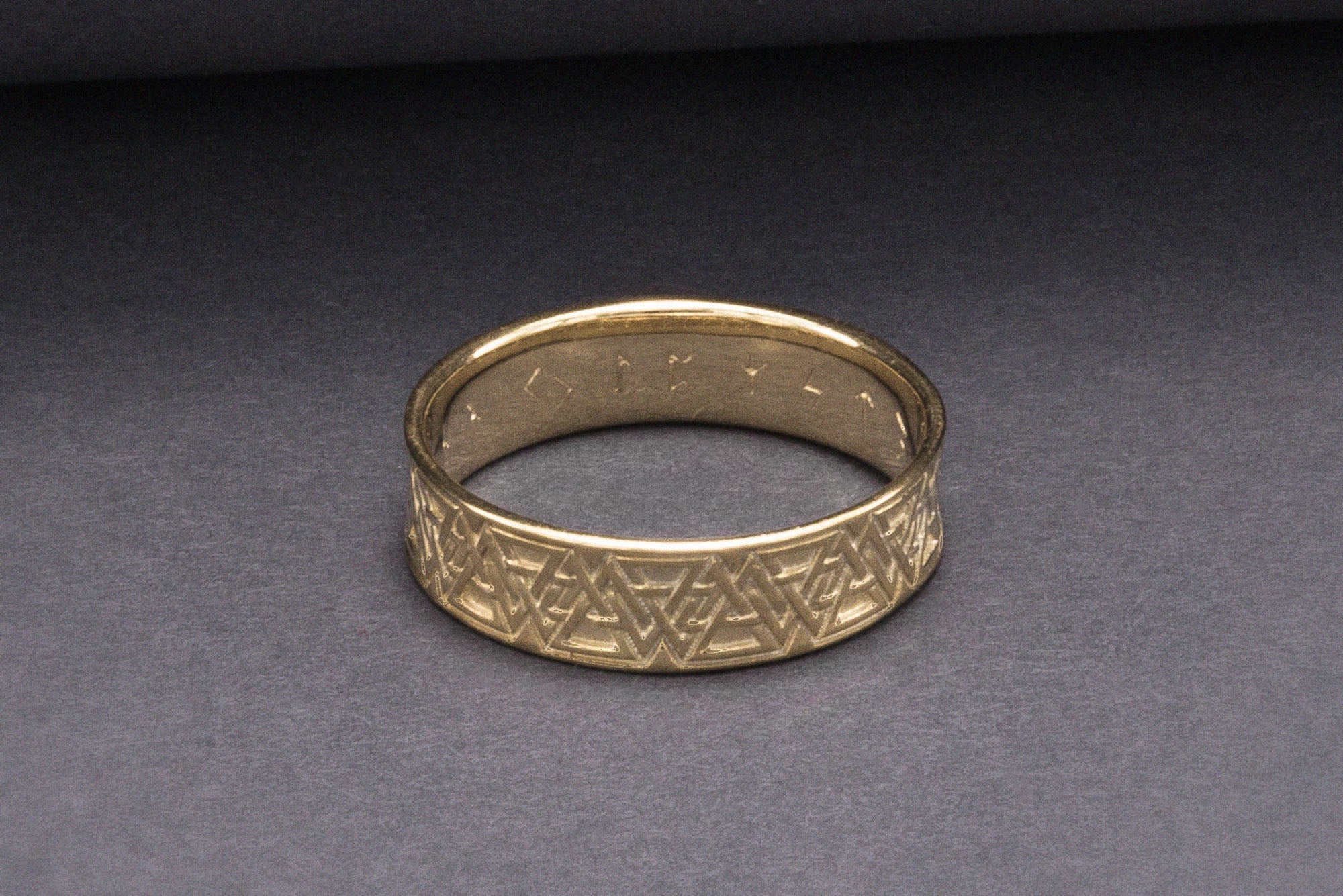 Ring with Valknut Symbol Gold Viking Jewelry - vikingworkshop