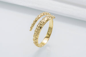 Octopus Tentacles Ring Gold Handmade Unique Jewelry - vikingworkshop