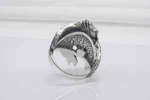 Unique 925 Silver Raven Ring With Gem, Handcrafted Jewelry - vikingworkshop