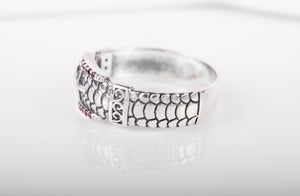 Unique Fashion Ring with Bull and Gems, 925 silver handmade Jewelry - vikingworkshop
