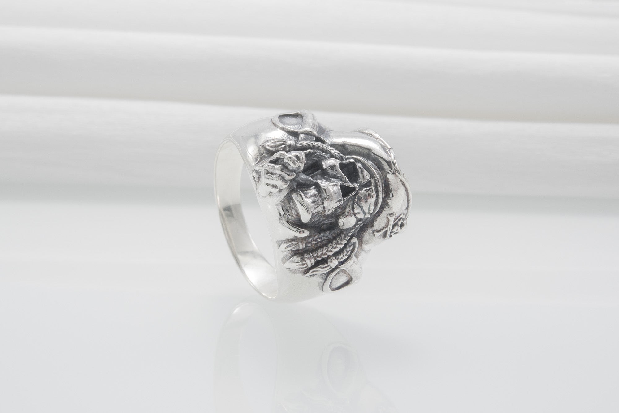 Pirate Skull Ring 925 Silver Unique Handmade Jewelry