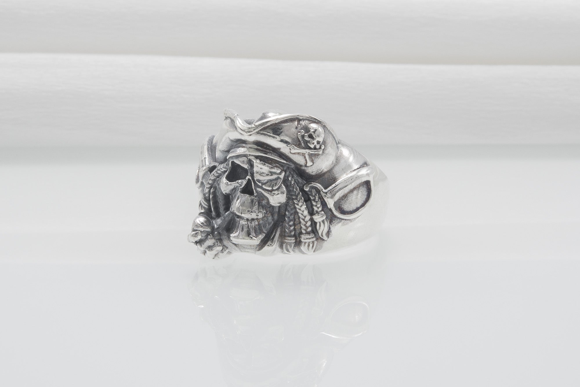 Pirate Skull Ring 925 Silver Unique Handmade Jewelry - vikingworkshop