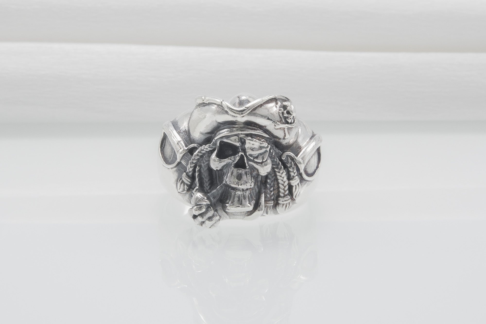 Pirate Skull Ring 925 Silver Unique Handmade Jewelry - vikingworkshop