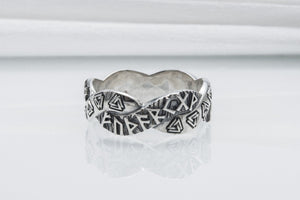 Elder Futhark Sterling Silver Valknut Ring, Handmade Jewelry - vikingworkshop