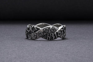 Elder Futhark Sterling Silver Valknut Ring, Handmade Jewelry - vikingworkshop