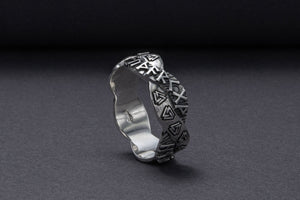 Elder Futhark Sterling Silver Valknut Ring, Handmade Jewelry - vikingworkshop