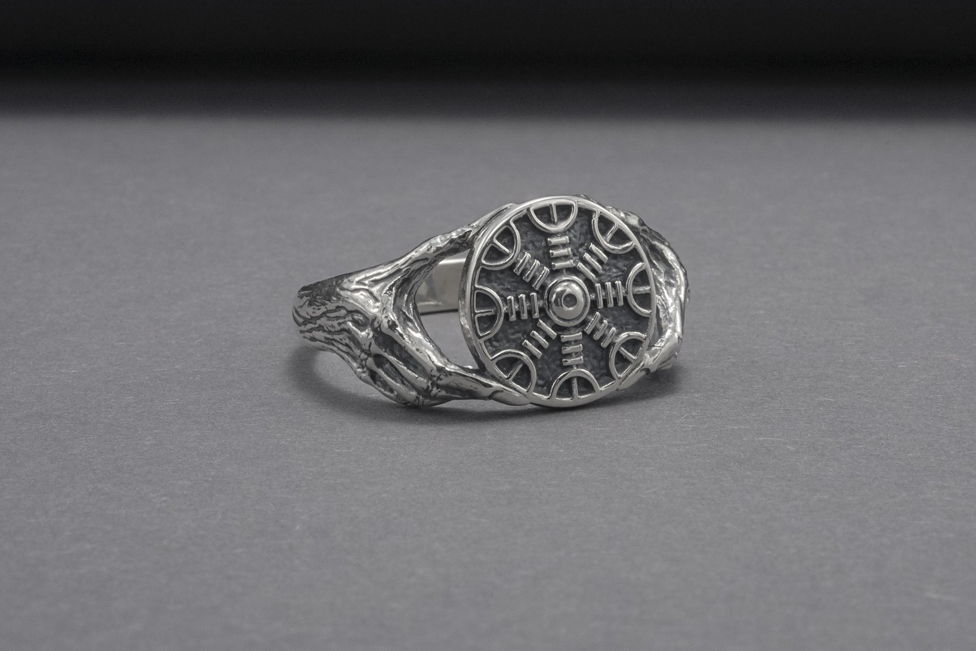 Minimalistic Helm of Awe Steerling Silver Ring, Handmade Jewelry - vikingworkshop