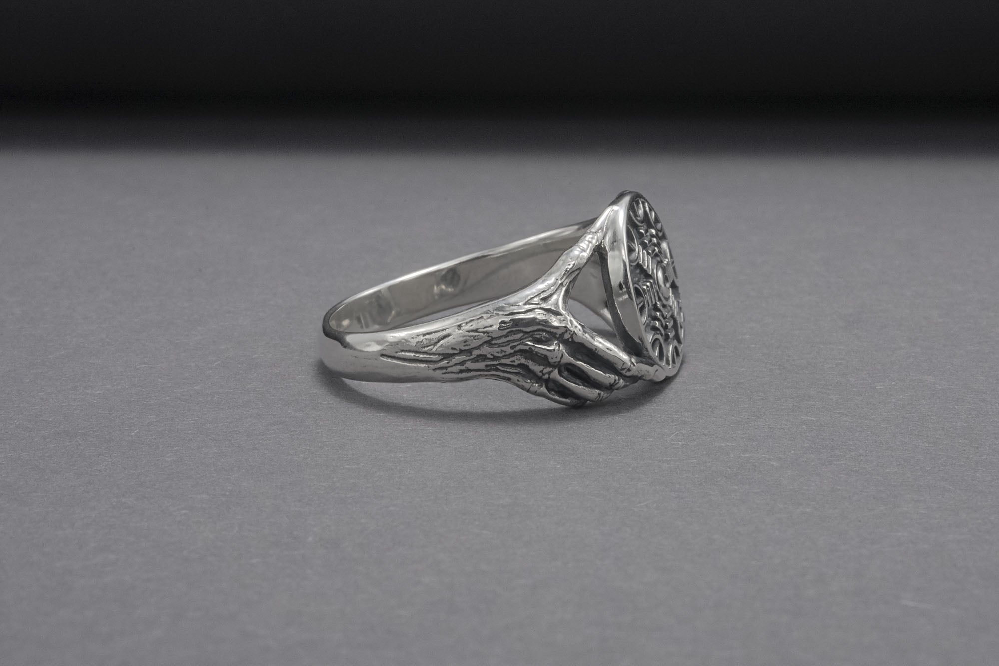 Minimalistic Helm of Awe Steerling Silver Ring, Handmade Jewelry - vikingworkshop