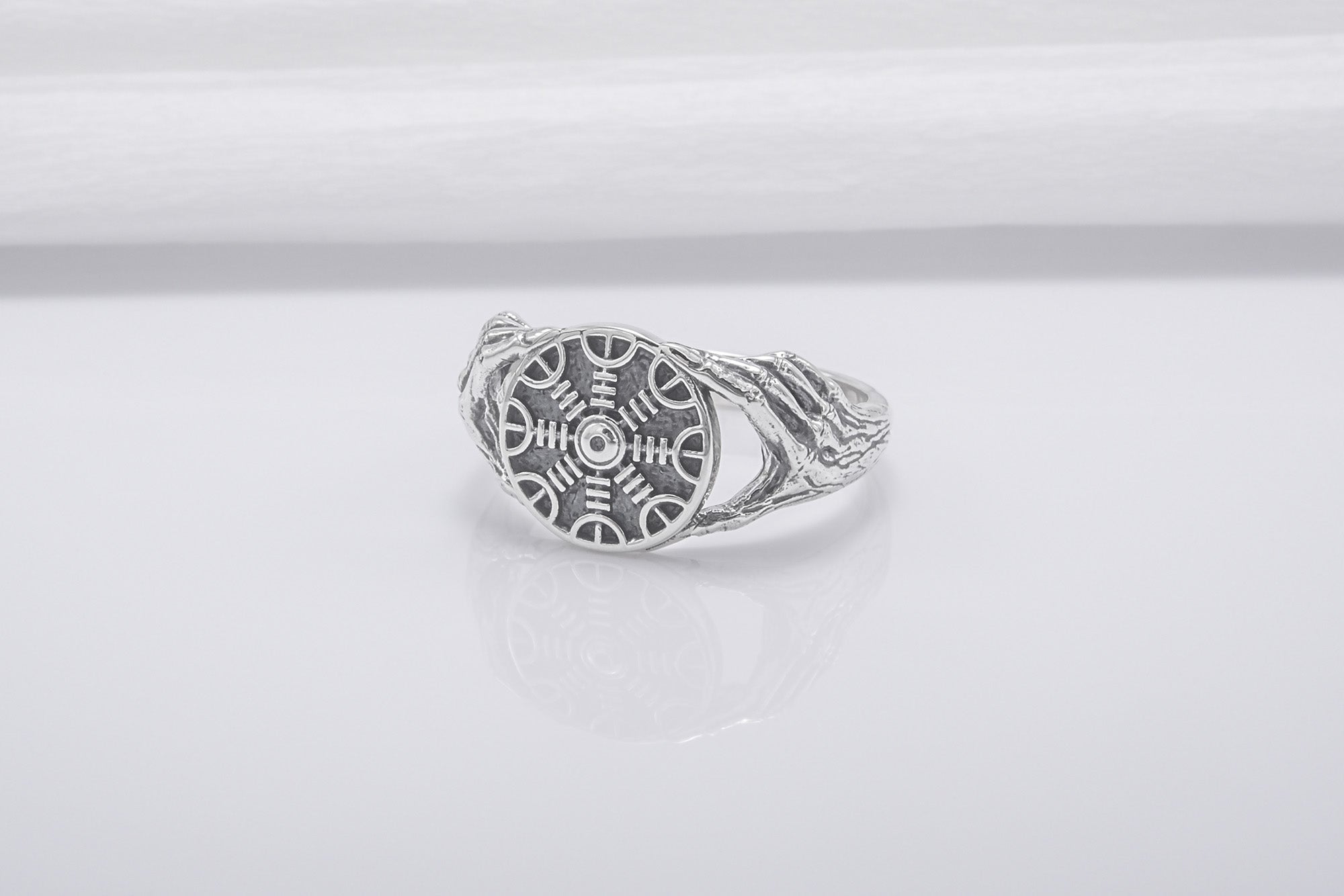 Minimalistic Helm of Awe Steerling Silver Ring, Handmade Jewelry - vikingworkshop