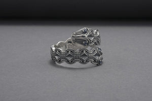 Sterling Silver Ring With Double-Headed Serpent, Handcrafted Jewelry - vikingworkshop