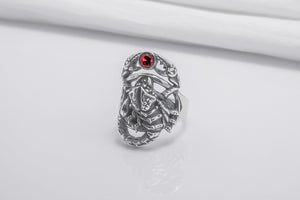 Scorpion Ring Sterling Silver With Red Gem, Handmade Jewelry - vikingworkshop