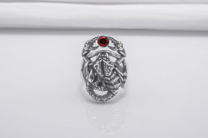 Scorpion Ring Sterling Silver With Red Gem, Handmade Jewelry - vikingworkshop