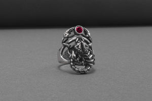 Scorpion Ring Sterling Silver With Red Gem, Handmade Jewelry - vikingworkshop