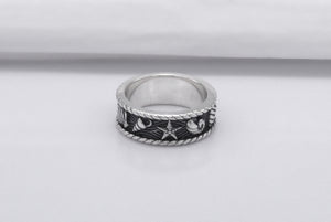 Sterling Silver Ocean Band Ring, Handmade Jewelry - vikingworkshop