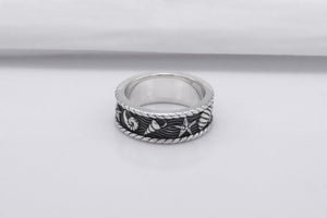 Sterling Silver Ocean Band Ring, Handmade Jewelry - vikingworkshop