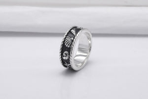 Sterling Silver Ocean Band Ring, Handmade Jewelry - vikingworkshop