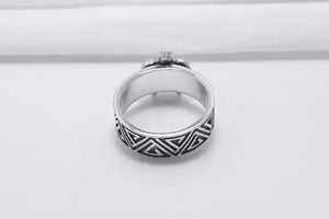 925 Silver Turtle Ring with Greek Ornament, Handcrafted Marine Jewelry - vikingworkshop