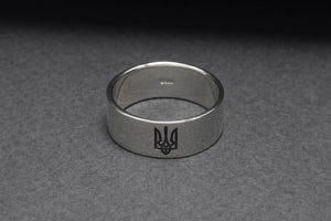 Sterling Smooth Silver Ring with Trident, Made in Ukraine Jewelry - vikingworkshop
