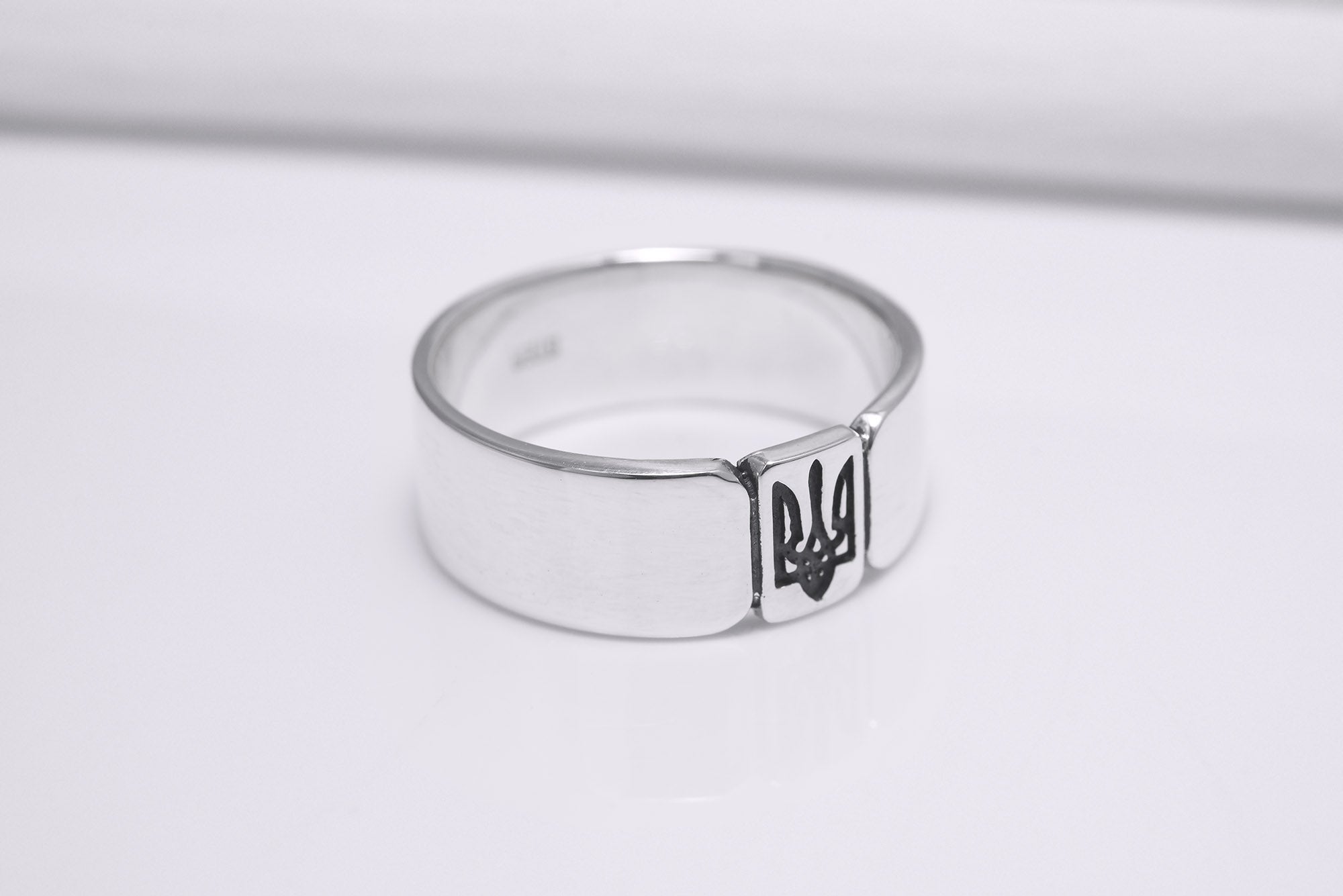 Ukrainian Trident Sterling Silver Smooth Ring, Made in Ukraine Jewelry - vikingworkshop