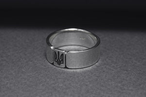 Ukrainian Trident Sterling Silver Smooth Ring, Made in Ukraine Jewelry - vikingworkshop