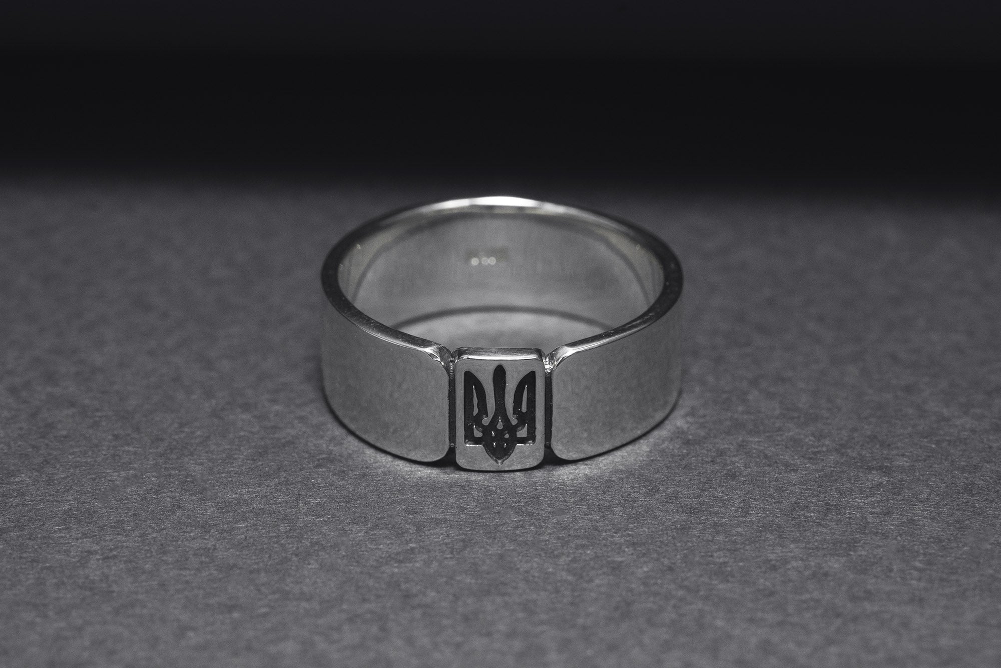 Ukrainian Trident Sterling Silver Smooth Ring, Made in Ukraine Jewelry - vikingworkshop