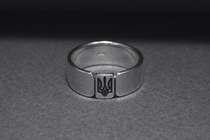 Ukrainian Trident Sterling Silver Smooth Ring, Made in Ukraine Jewelry - vikingworkshop