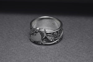 Ring with Poppy Flower, Sterling Silver Jewelry, Made in Ukraine - vikingworkshop