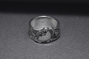 Ring with Poppy Flower, Sterling Silver Jewelry, Made in Ukraine - vikingworkshop