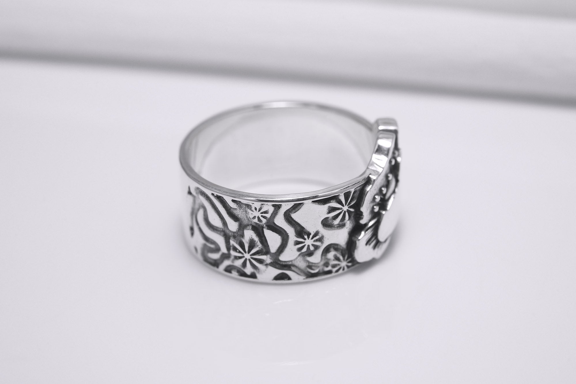 Ring with Poppy Flower, Sterling Silver Jewelry, Made in Ukraine - vikingworkshop