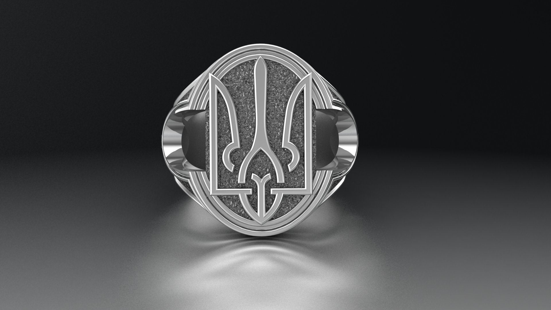 Ukrainian Trident 925 Silver Signet Ring, Made in Ukraine Jewelry - vikingworkshop