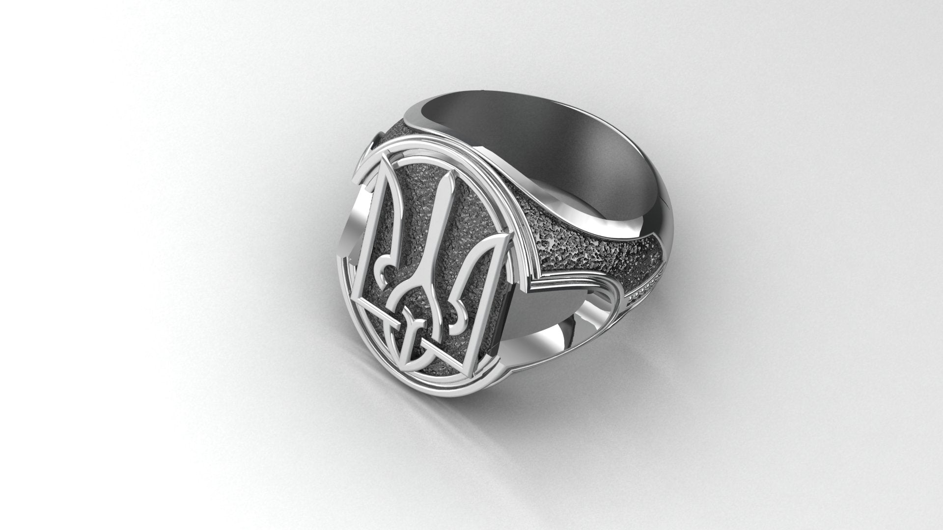 Ukrainian Trident 925 Silver Signet Ring, Made in Ukraine Jewelry - vikingworkshop