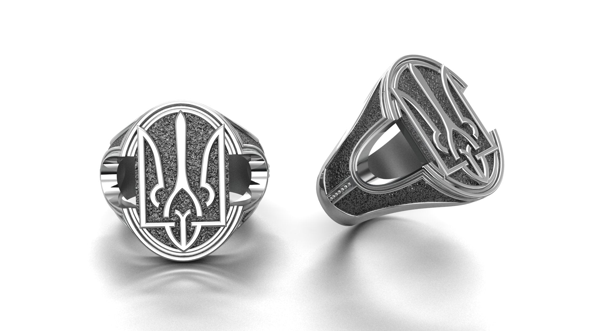 Ukrainian Trident 925 Silver Signet Ring, Made in Ukraine Jewelry - vikingworkshop