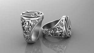 Ukrainian Trident Sterling Silver Signet Ring, Made in Ukraine Jewelry - vikingworkshop