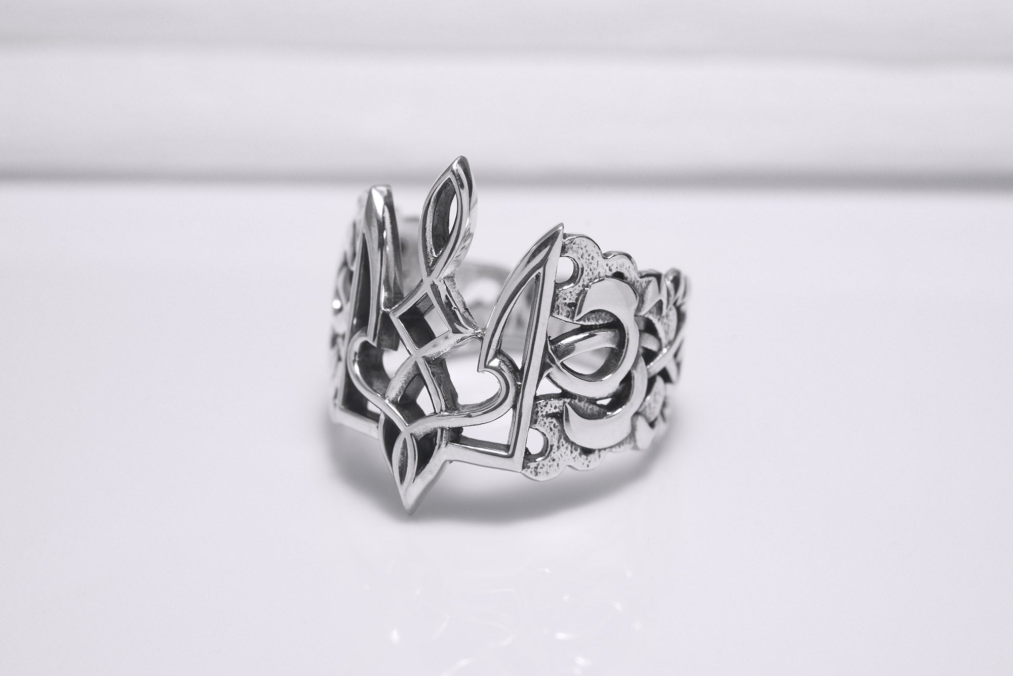 Sterling Silver Ukrainian Trident Ring, Made in Ukraine Jewelry - vikingworkshop