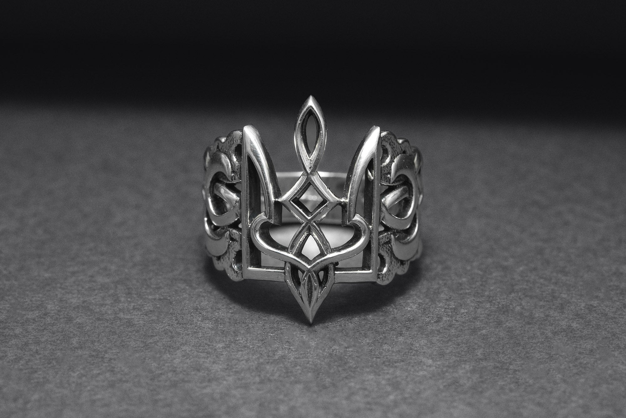 Sterling Silver Ukrainian Trident Ring, Made in Ukraine Jewelry - vikingworkshop