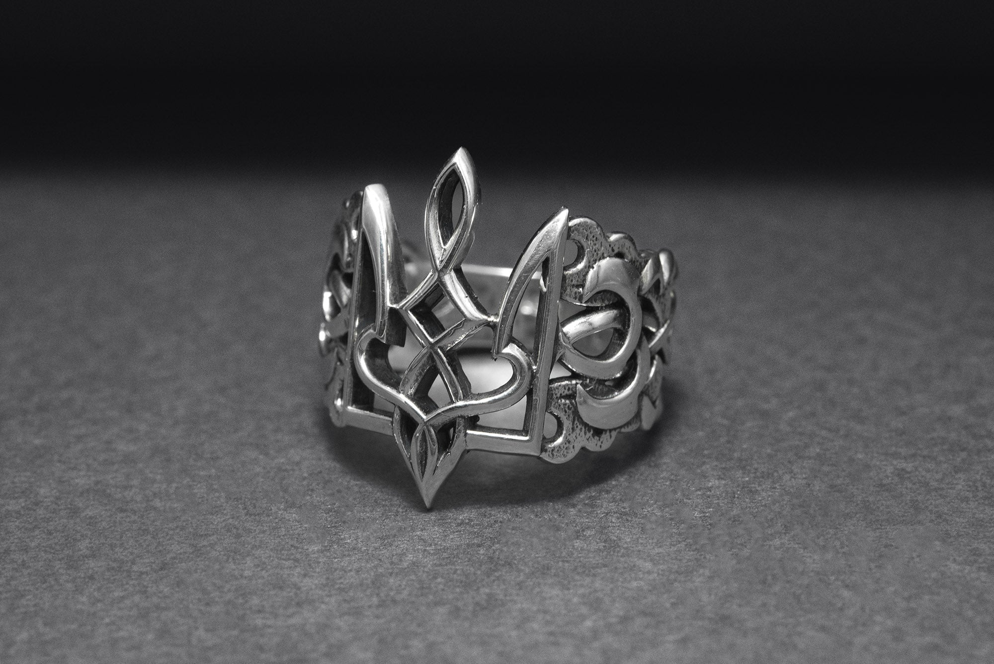 Sterling Silver Ukrainian Trident Ring, Made in Ukraine Jewelry - vikingworkshop