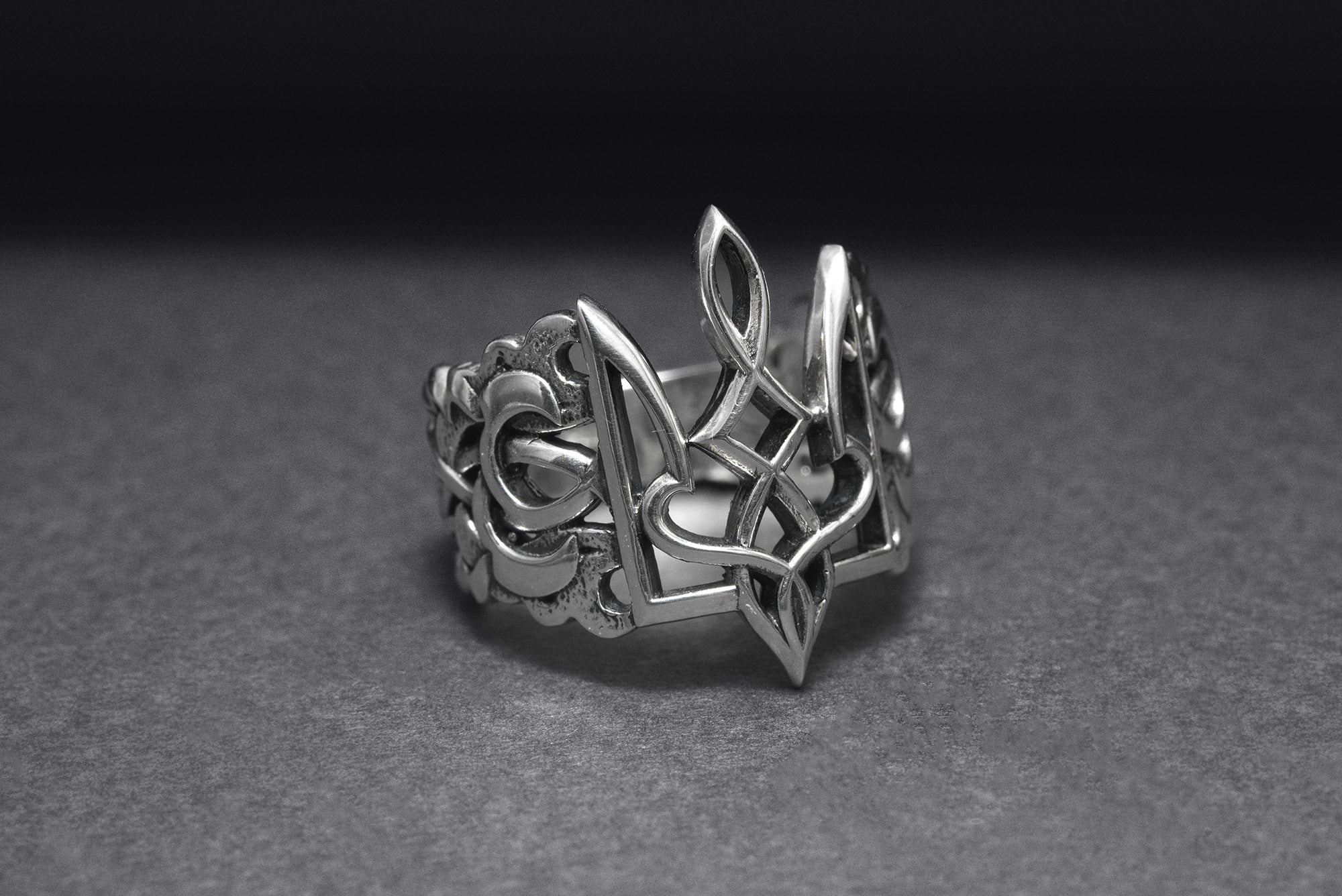 Sterling Silver Ukrainian Trident Ring, Made in Ukraine Jewelry - vikingworkshop